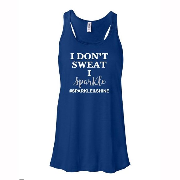 I DON'T SWEAT I SPARKLE WOMENS BLUE TANK - Picture 3 of 4